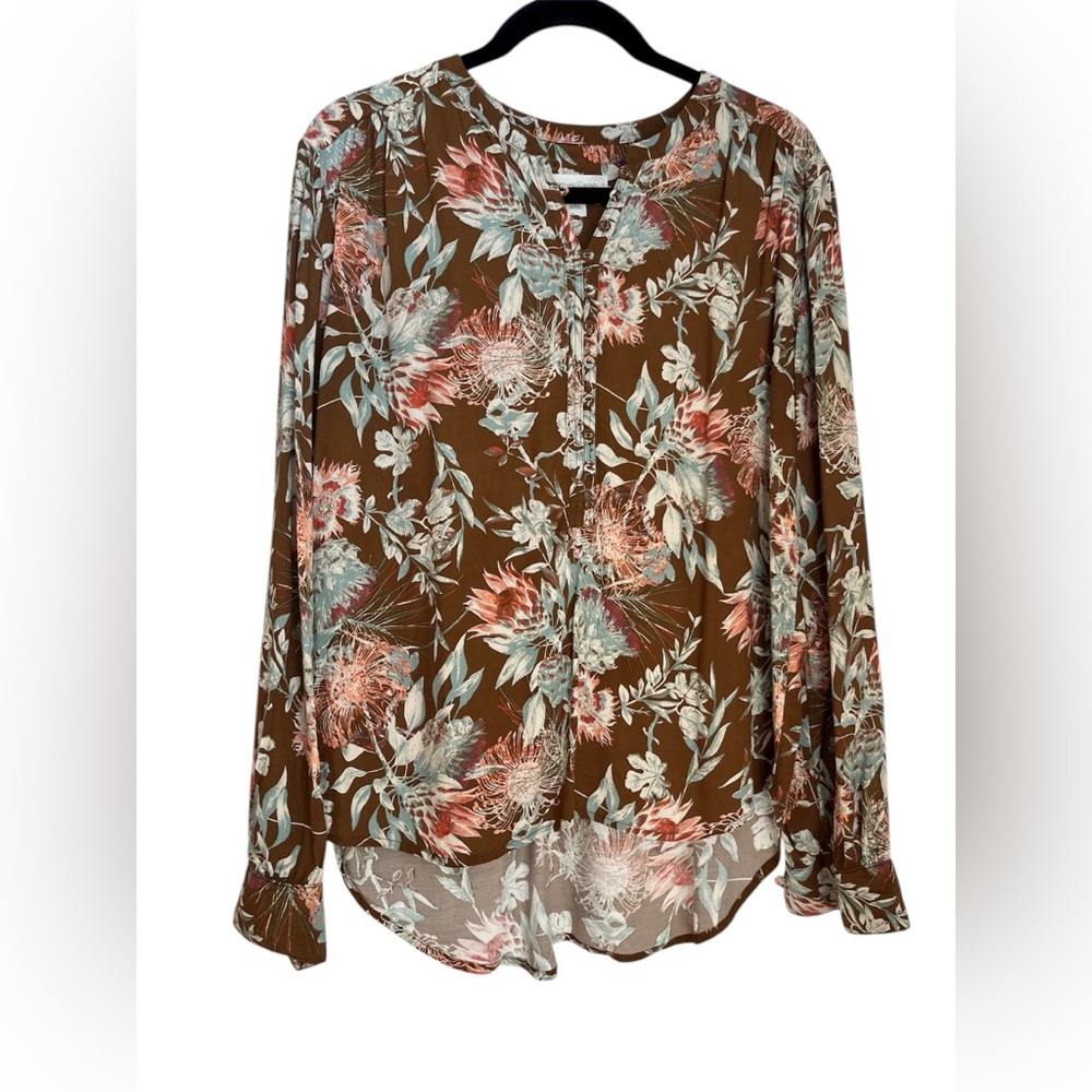 Treasure & Bond Floral Brown and Pink Blouse